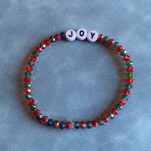 Bracelet | Handmade “JOY” Glass Beads Stretch Bracelet